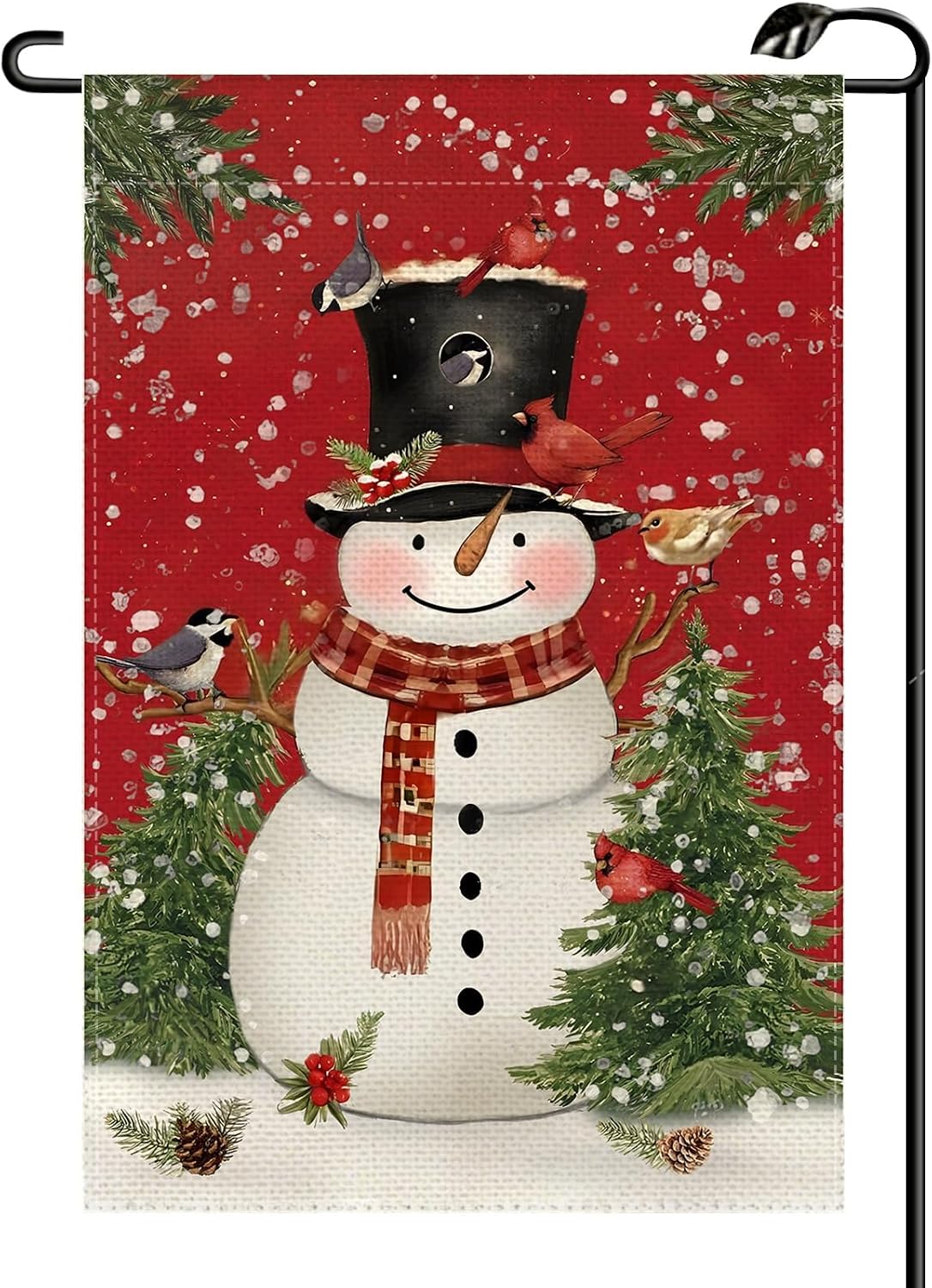 Snowman with Scarf Garden Flag 12x18 Inch Vertical Double Sided Winter Seasonal Christmas Let It Snow Sign Small Flags Farmhouse Outside Decoration For Yard SD02 image 5