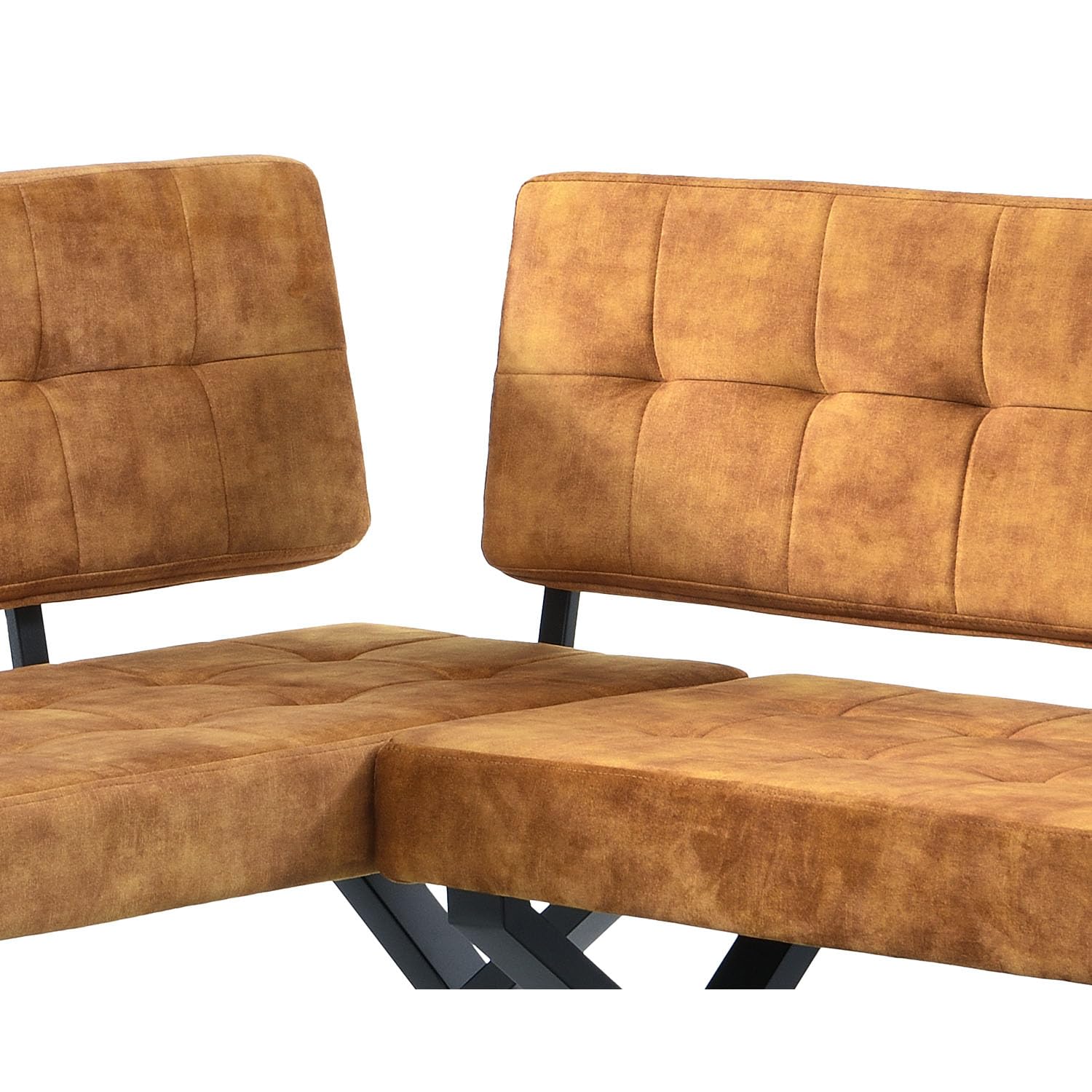 B&D home Eckbank EKA L-Kombi 100×140 cm – modulare Esszimmerbank mit Lehne, beidseitig montierbar (Links/rechts), Kufen-Metallgestell, pflegeleichter Bezug in Samt Gelb