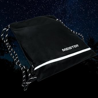 Meister XL Drawstring Backpack - Waterproof Gym Sackpack - Black/Reflective | Overbuilt and oversized string bag for athletes, reflective for night visibility, features external & internal stash pockets