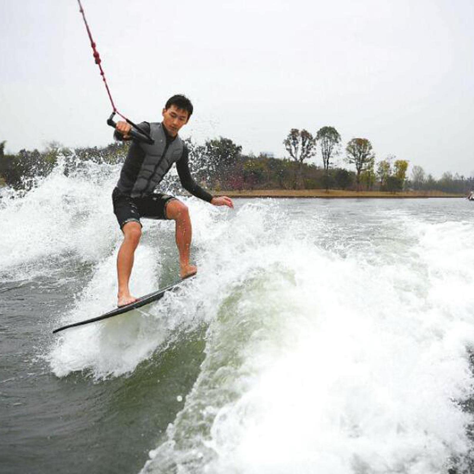 Cuerda de esquí acuático, cuerda flotante, cuerda de remolque flotante, cuerda de wakesurf, color rojo, 75 pies