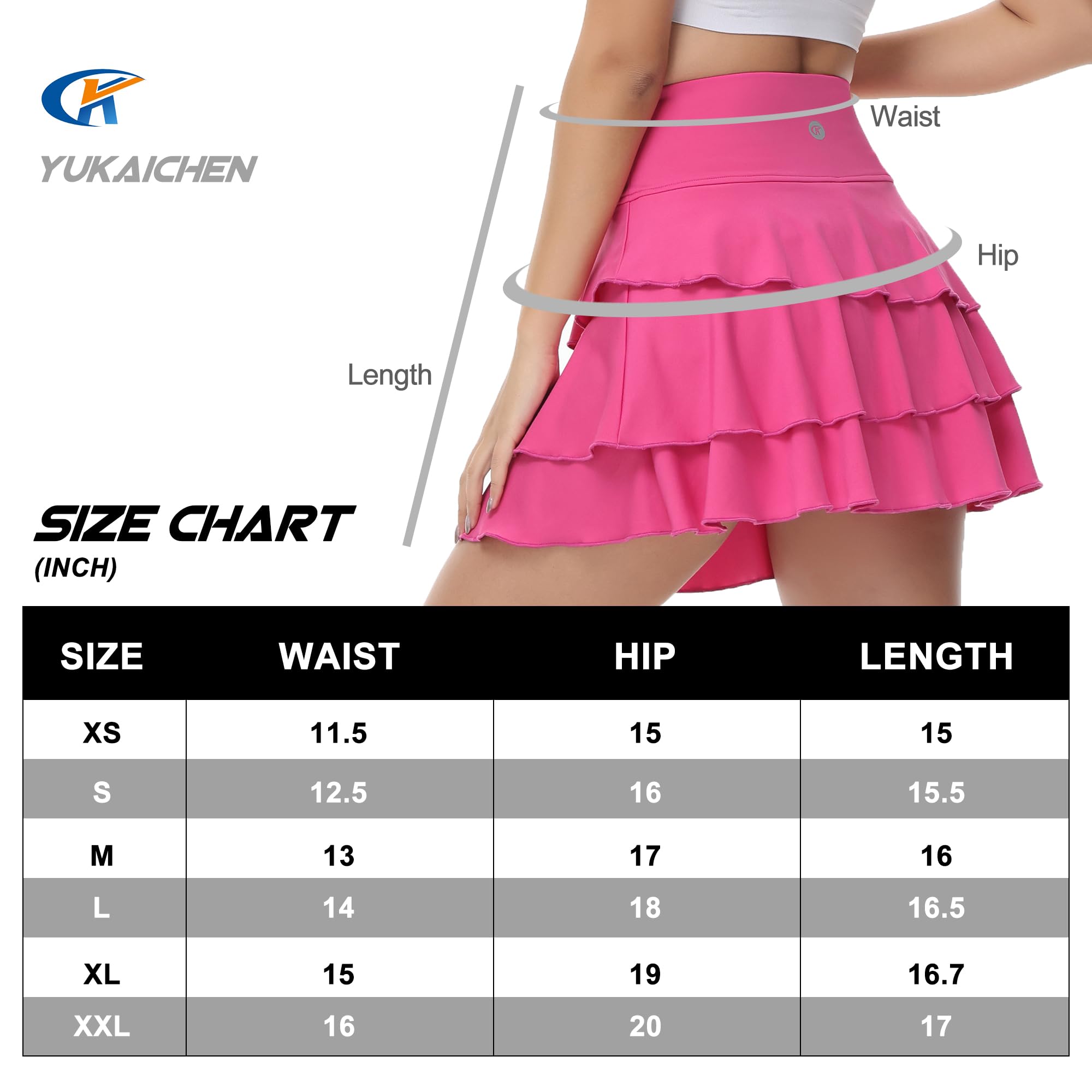 YuKaiChen Faldas atléticas de Cintura Alta para Mujer, con Volantes, Plisadas, Deportivas, Informales, con Bolsillos, Rosa, XXL