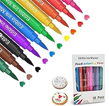 10 Edible Markers - Dual Tip Markers for Candy, Cake, Cookies, Icing, Easter Eggs, Baking Decoration, Painting, Drawing, Writing