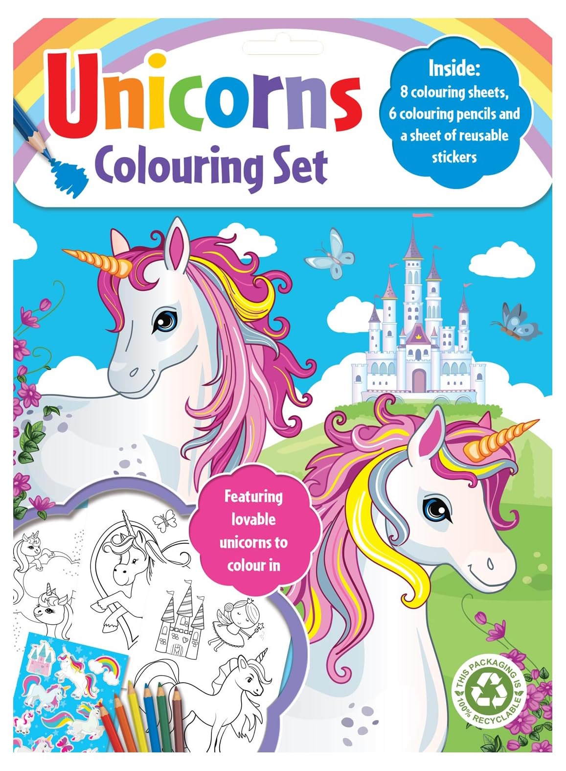 Alligator Books Unicorns Colouring Set With 8 Colouring Sheets 6 ...