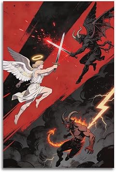 ESTE Fantasy Battle between Angels Demons Poster Decorative Painting Canvas Modern Art Picture 12x18inch30x45cm