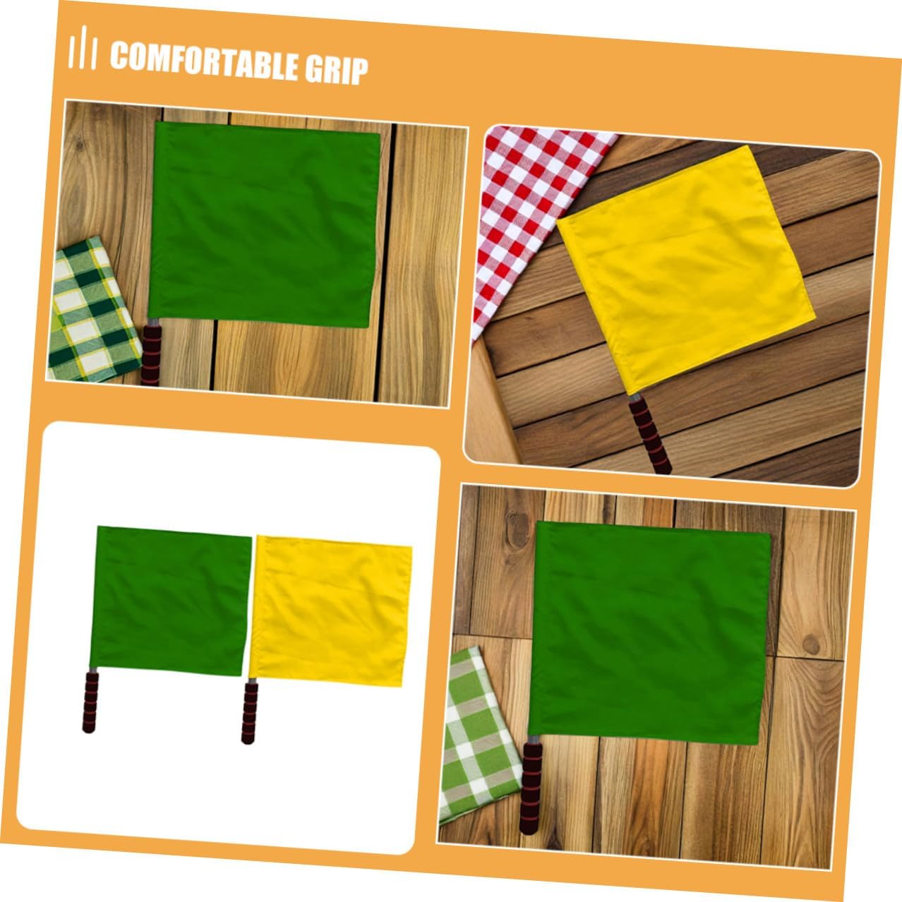 2pcs Handheld Flags Yellow and Green Flags for Sports, Control, and Outdoor Safety Use