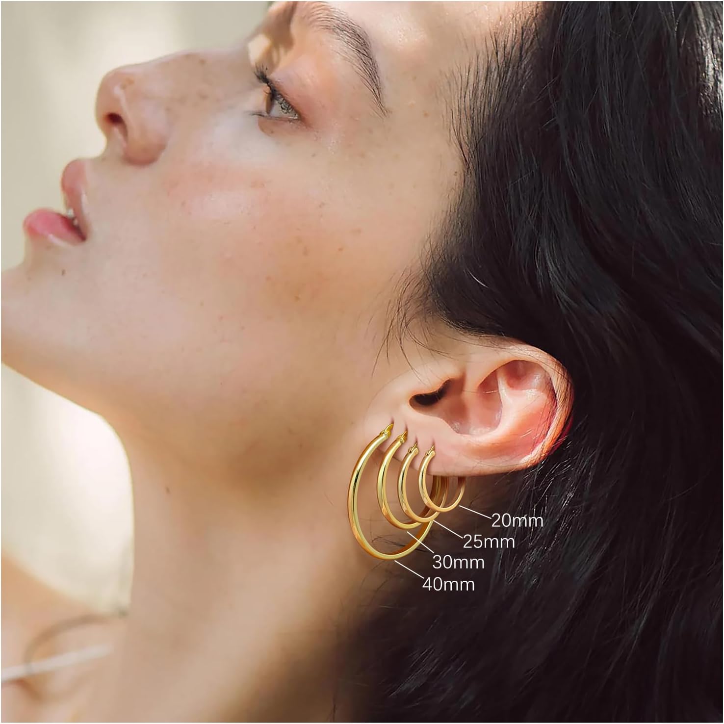 Gold Hoop Earrings for Women 14K Gold Hoop Earrings for Women Earring for Womens Hoops Understated Elegance with Smooth Lines Hoops Earring for Womens 20/25/30/40mm - Image 2