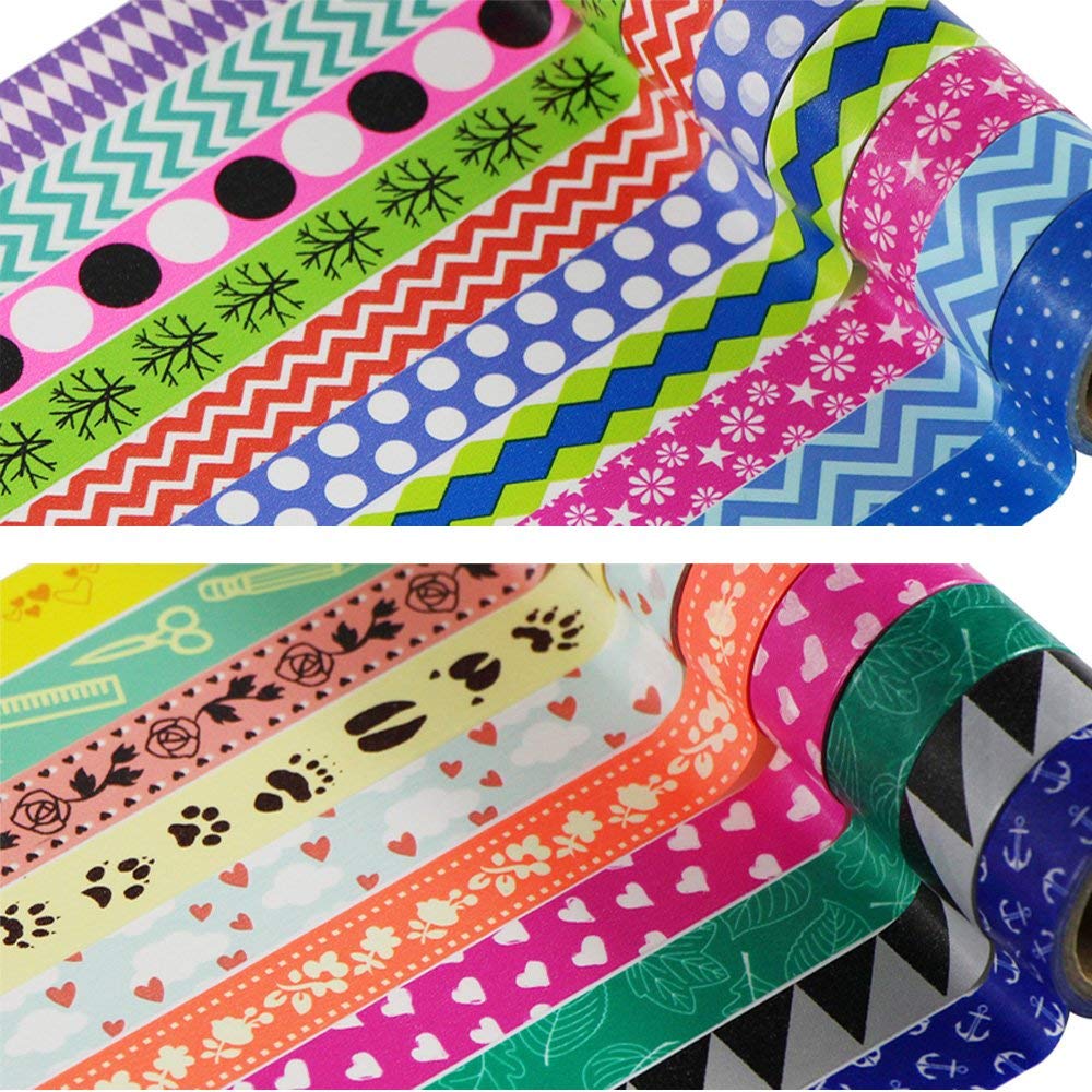 Decorative Washi Tape Set of 20 Adhesive Tape Masking Tape, Various Patterns (20 Patterns)