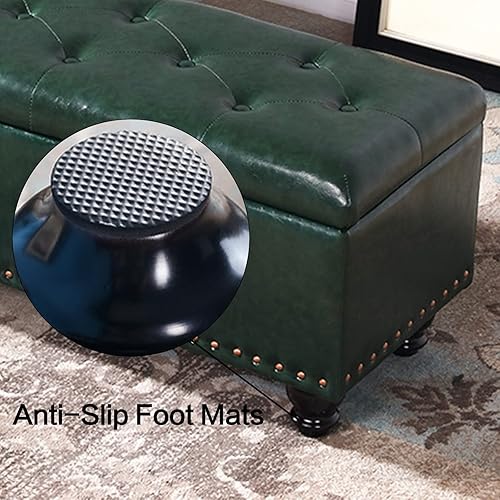 Miniatura 7 de DSGAMER Otomana de almacenamiento, banco de entrada con botones de piel sintética con almacenamiento, taburete para cambiar zapatos, baúl de juguete