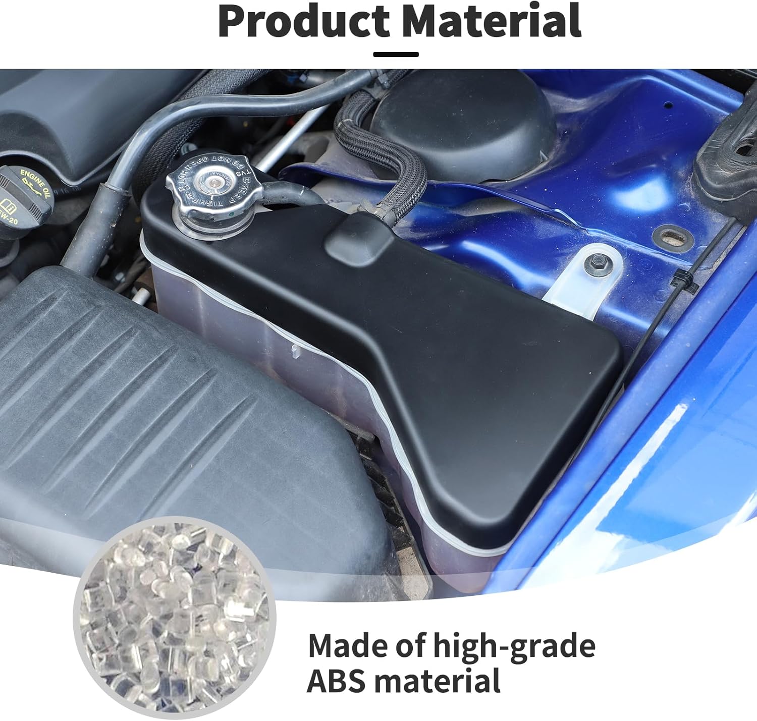 JWWY Engine Side Dust Coolant Bottle Cap Cover Trim Set Engine Cover Trim Kit Compatible with 2015-2024+ Dodge Charger Challenger Engine Accessories ABS Black 3PCS