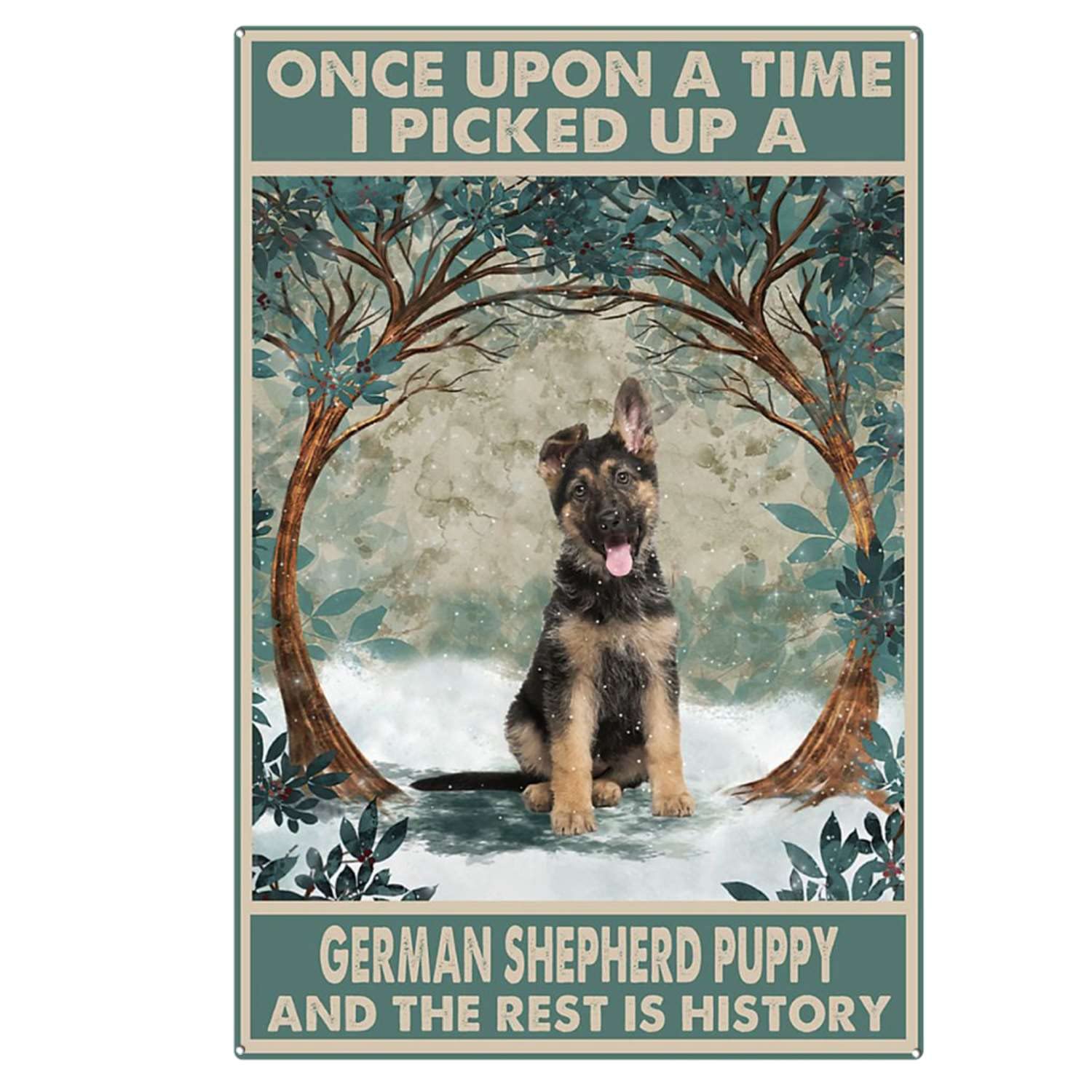 peiyeety Vintagean Shepherd Puppy Once Upon A Timean Shepherd Dogan Shepherd Poster Metal Aluminium Tin Sign Wall Decor 8"x12"