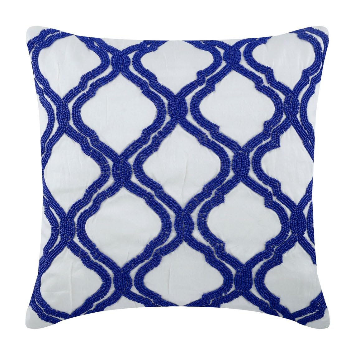The HomeCentric Lattice Euro Sham Covers, Pack of 2, 65x65 cm (26"x26") Cotton Linen Euro Sham case, Square White & Blue Lattice Geometric Euro Shams Cover - Lattice Blues
