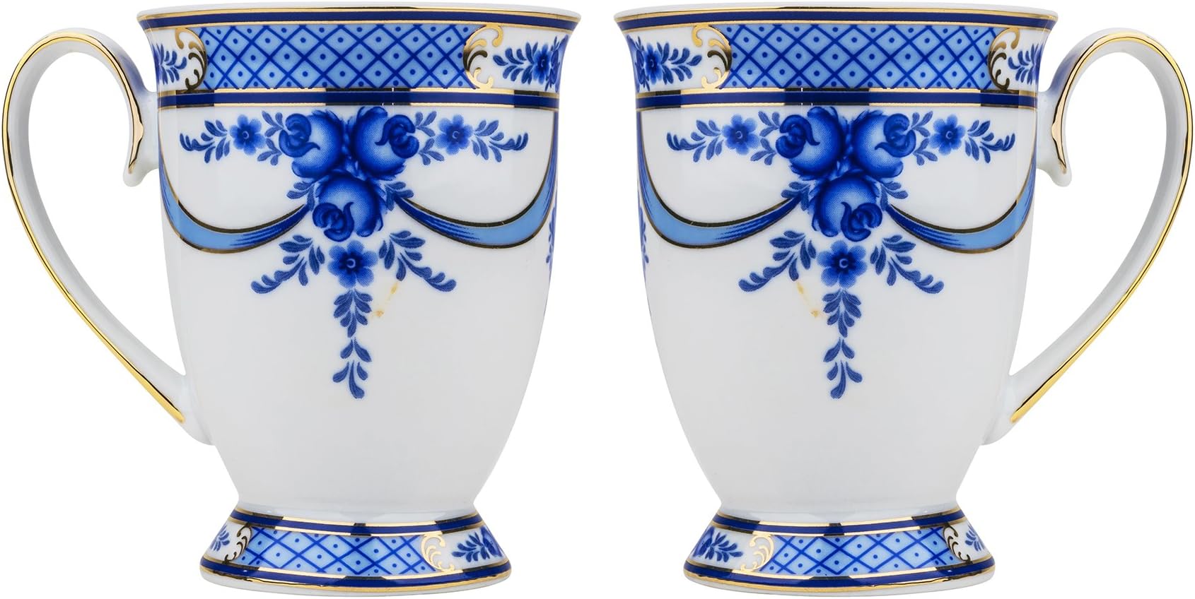 "Gzhel" Large Mug, Coffee and Tea Cups Set, Two Porcelain Mugs, 2-Piece Set