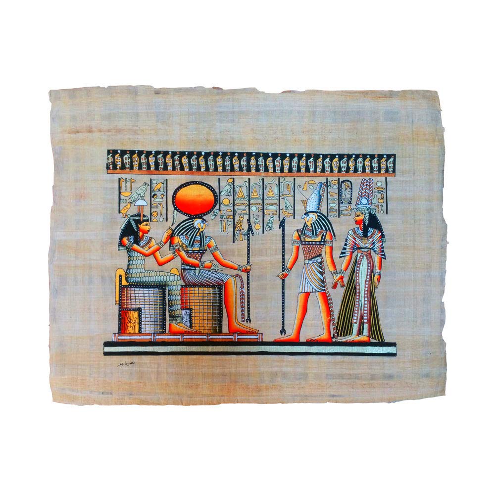 Horus et Nefertari sur papyrus original égyptien pour remplacer les posters ternes