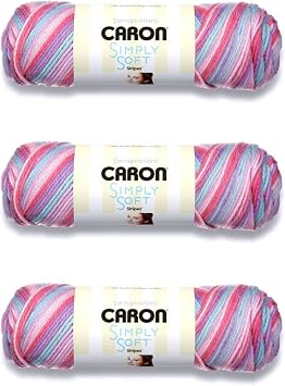 Caron Simply Soft Stripes Yarn for Crocheting, Times Square, 3-Pack