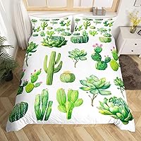 Vista 10 de Lindo juego de ropa de cama con dinosaurios, juego de funda de edredón con dibujos animados de cactus, funda de edredón decorativa, funda de edredón