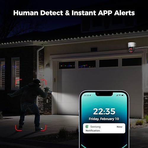 Miniatura 3 de SOVMIKU PTZ POE Cámara al aire libre, 5MP de detección humana de seguridad para el hogar, seguimiento automático, visión nocturna a color,