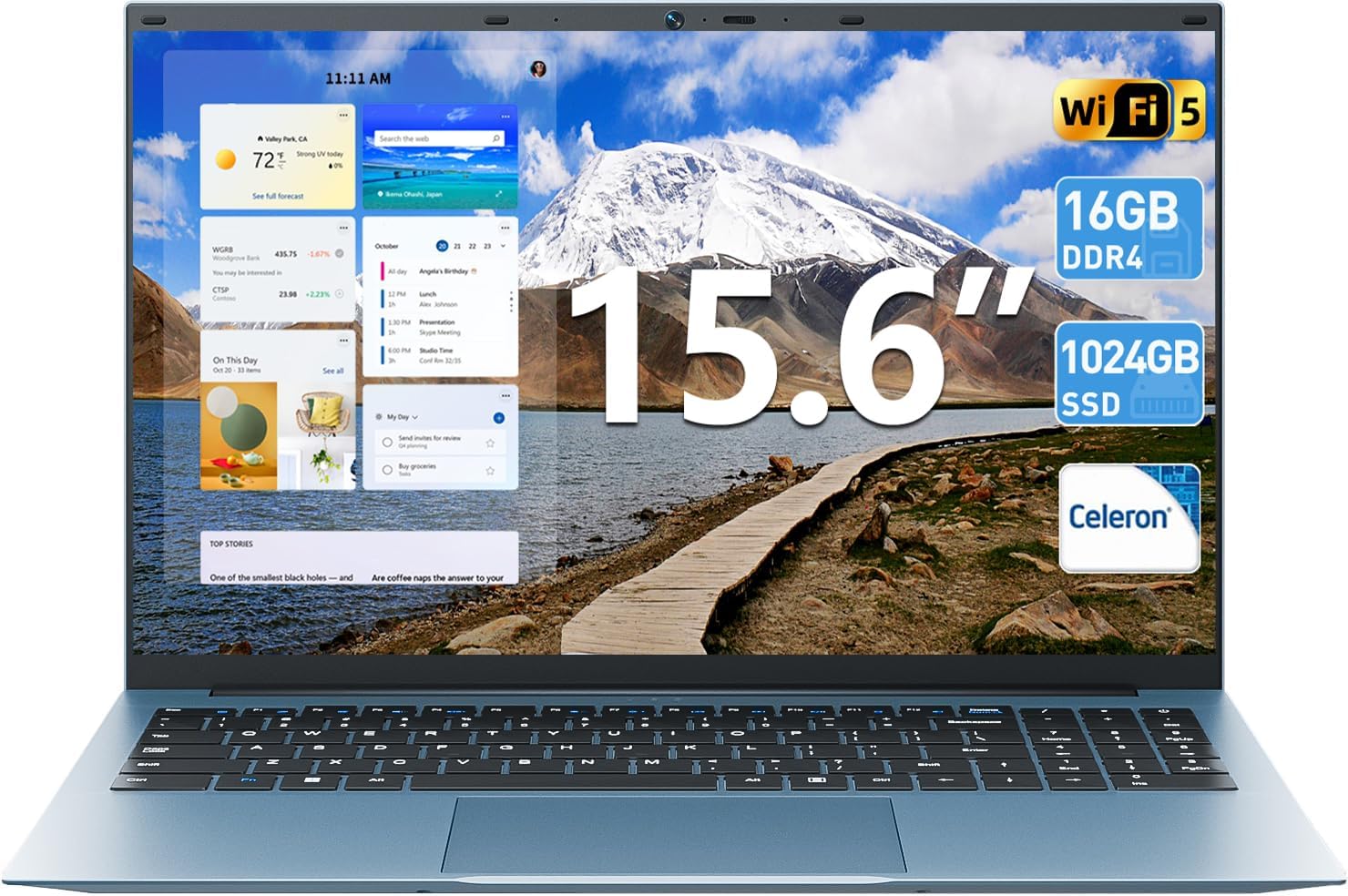 SGIN 15.6 Inch Laptop with Office 365, 16GB RAM 1024GB SSD, Laptops Computer with Cereron N5100, Win 11, Portable Notebook, 7000mAh, WiFi 6, 180° Open Angle