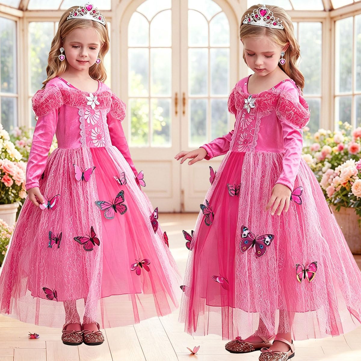 iTVTi Girls Princess Fancy Dress Up Children Long Sleeve Halloween Party Costume