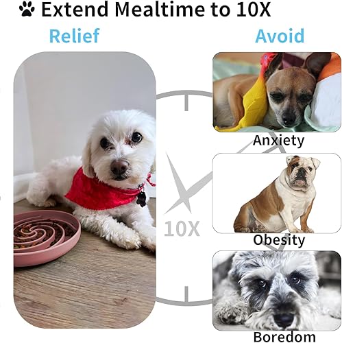 Miniatura 4 de Cuencos de Alimentación Lenta para Perros, Cuenco de Rompecabezas para Cachorros de Silicona Apto para Lavavajillas y Microondas con Diseño