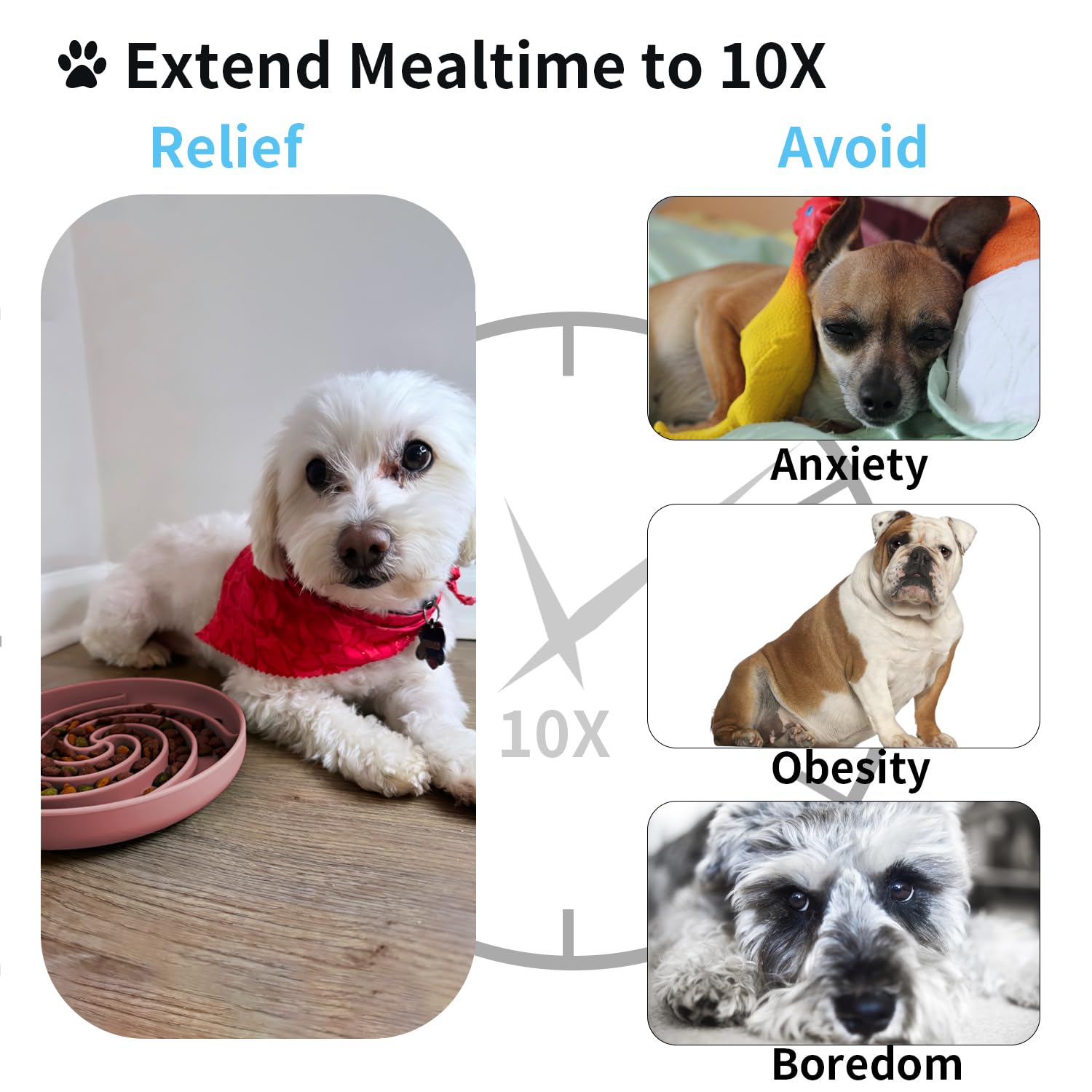 Bifeaw Cuenco de silicona para perros de alimentación lenta, apto para lavavajillas y microondas con diseño antideslizante para comer (rosa polvo)