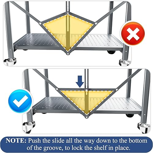 Miniatura 5 de Estantes de almacenamiento, estantería de garaje resistente, estante de almacenamiento plegable de 4 niveles con ruedas