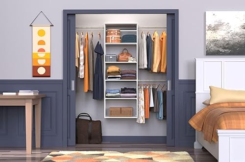 Miniatura 5 de ClosetMaid SuiteSymphony - Organizador colgante de torre con (3) barras de armario y (6) estantes, de 81 a 121 pulgadas de ancho x 71.6 pulgadas de