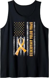 American Flag Yellow Ribbon Spina Bifida Awareness Support Tank Top
