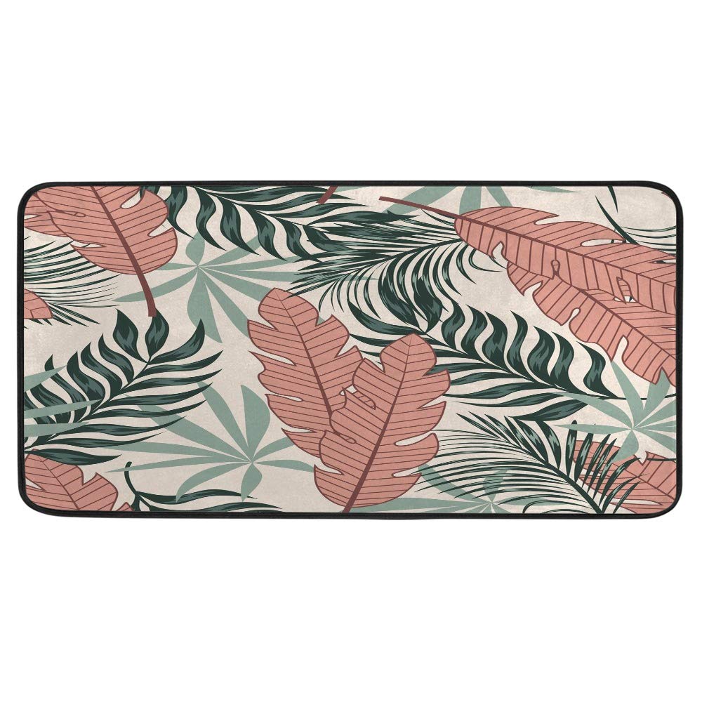 Tapis de cuisine ergonomique et extra épais au design de plantes tropicales