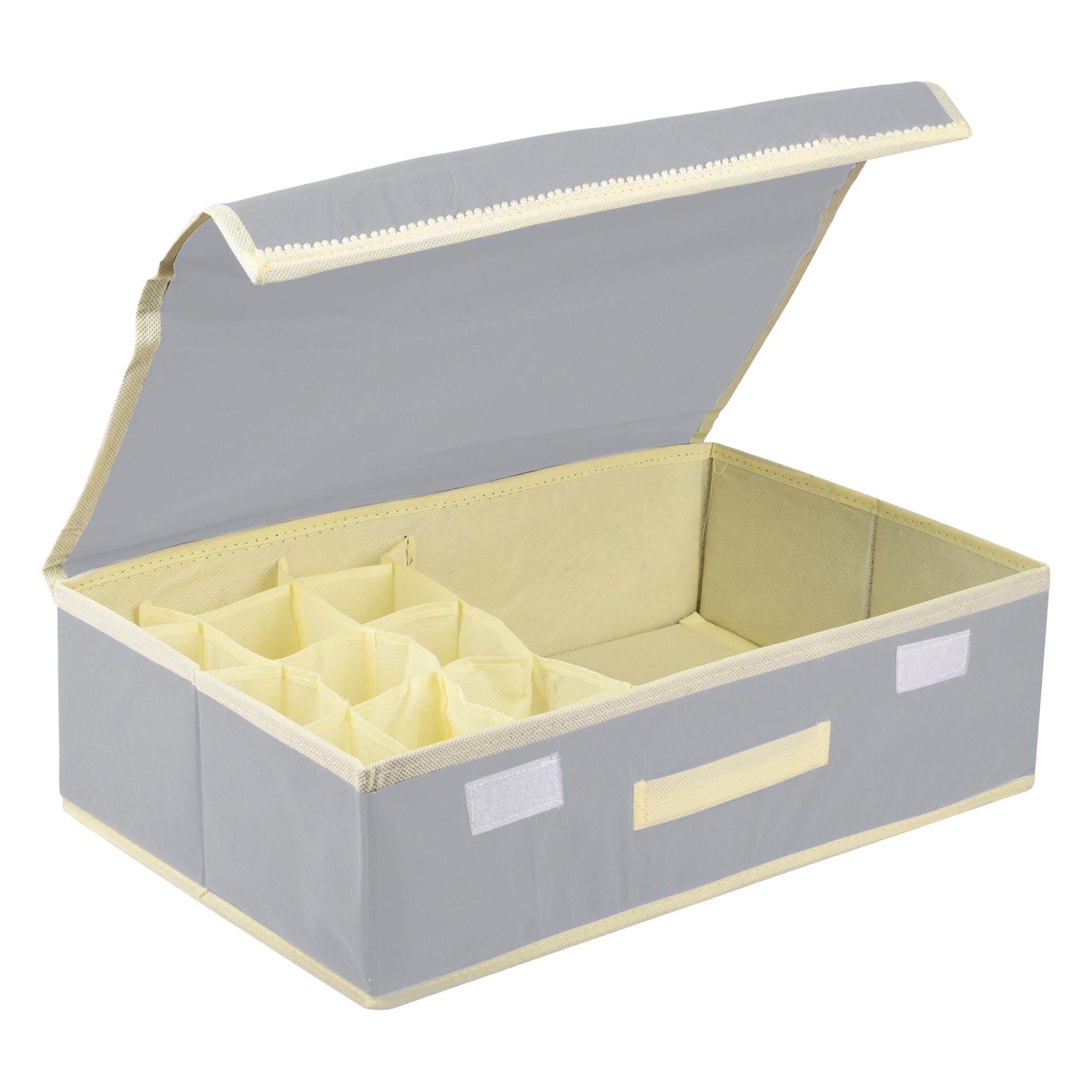 Kuber Industries Undergarment Organizer | Cloth Organizer | Drawer Organizer | Storage Box for Bra-Panty-Socks-Ties | Drawer Divider for Scarves-Socks | Cream Patti | Gray (B0CNP8VZ6G) Amazon Price History, Amazon Price Tracker