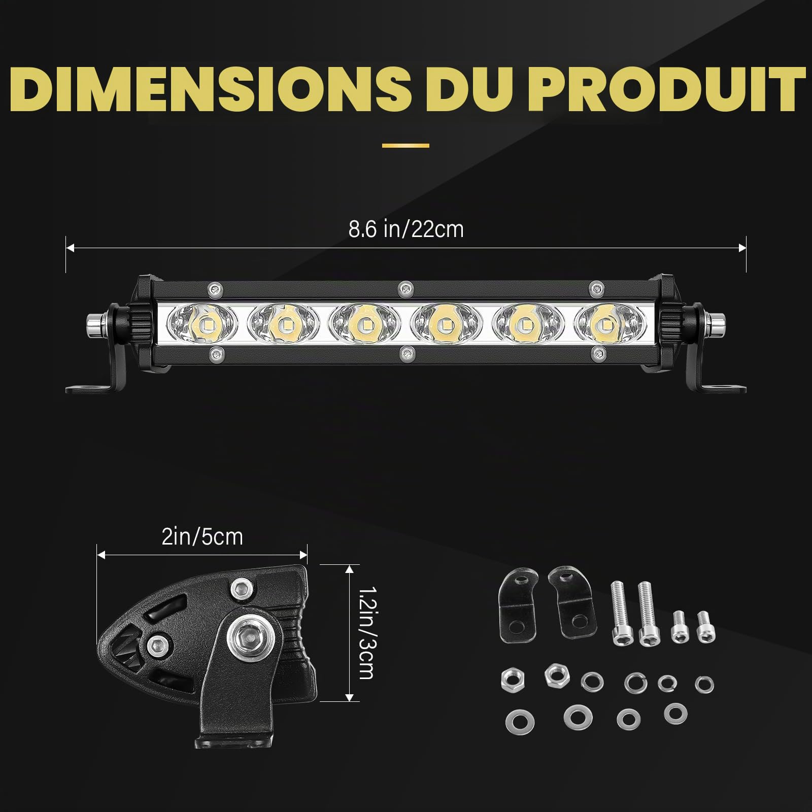PICAA Une Rangée Barre LED, Ultra-Fine 7 Pouces 22.5cm 30W Rampe a LED | Barre Lumineuse,Faisceau Spot Longue Portée, 12V 24V, hors route Voiture Véhicules 4x4 SUV ATV Camion Tracteur,6000K