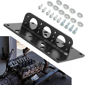 Heavy Duty LS Engine Lift Plate - Universal Engine Hoist Plate for LS/SBC/BBC/Ford Engines, 3 Lift Points Angle Adjustment, 6mm Alloy Steel with Complete Hardware Kit