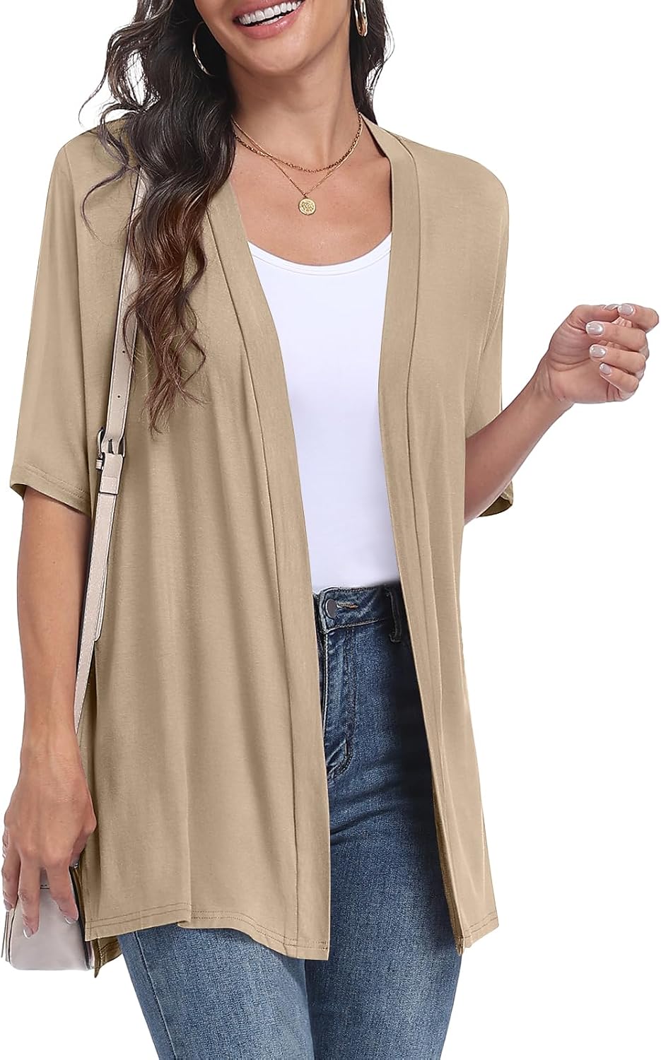 Yincro Womens Short Sleeve Cardigan Summer Open Front Casual Soft Cardigans image 3