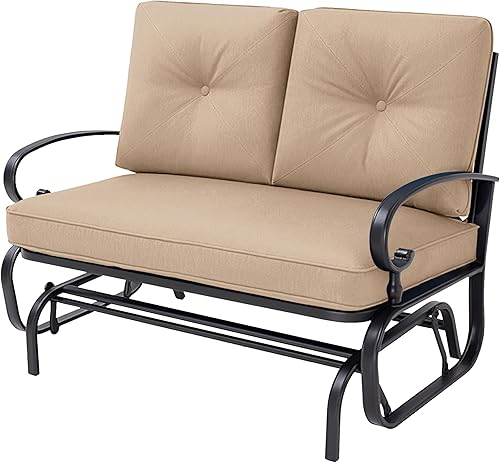 Miniatura 11 de Incbruce silla mecedora para exteriores y columpio para jardín, banco para patio con capacidad para 2 personas, juego de silla con estructura