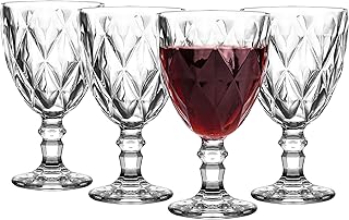 Wine Goblet Set of 4 - Stemmed Water Goblets 11.5 oz - Glass Cup Set - Clear Beverage Wine Glasses