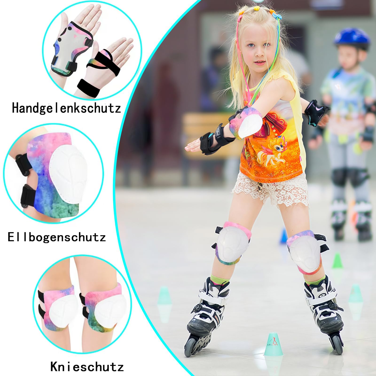 Casco de bicicleta ajustable para niños con rodilleras, almohadillas para codos, protección de muñeca, casco para niños de 3 a 5 a 8 a 14 años, ideal para patinaje, ciclismo, ciclismo, patinaje, para