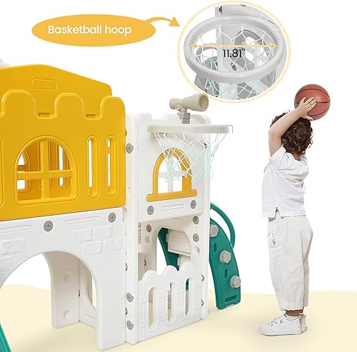 Miniatura 5 de GAOMON Zona de juegos para niños pequeños 8 en 1, tobogán interior para niños pequeños de 1 a 3 años, parque infantil al aire libre con tobogán, aro