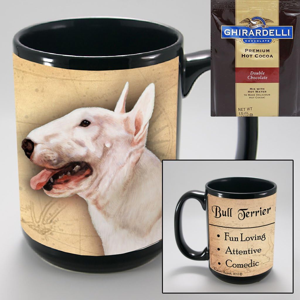 Bull Terrier 15-oz Coffee Mug with 1 Pack of Ghirardelli Double Chocolate Hot
