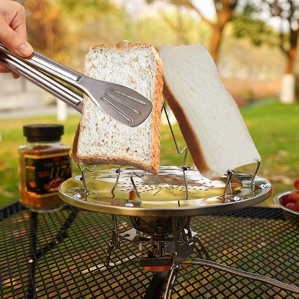 4 rebanadas Plegables Tostadora PequeñA - Acero Inoxidable - Plegable - Viene con Pinzas para Parrilla de Acero Inoxidable de 7 Pulgadas - Adecuado para Acampar en Familia al Aire Libre