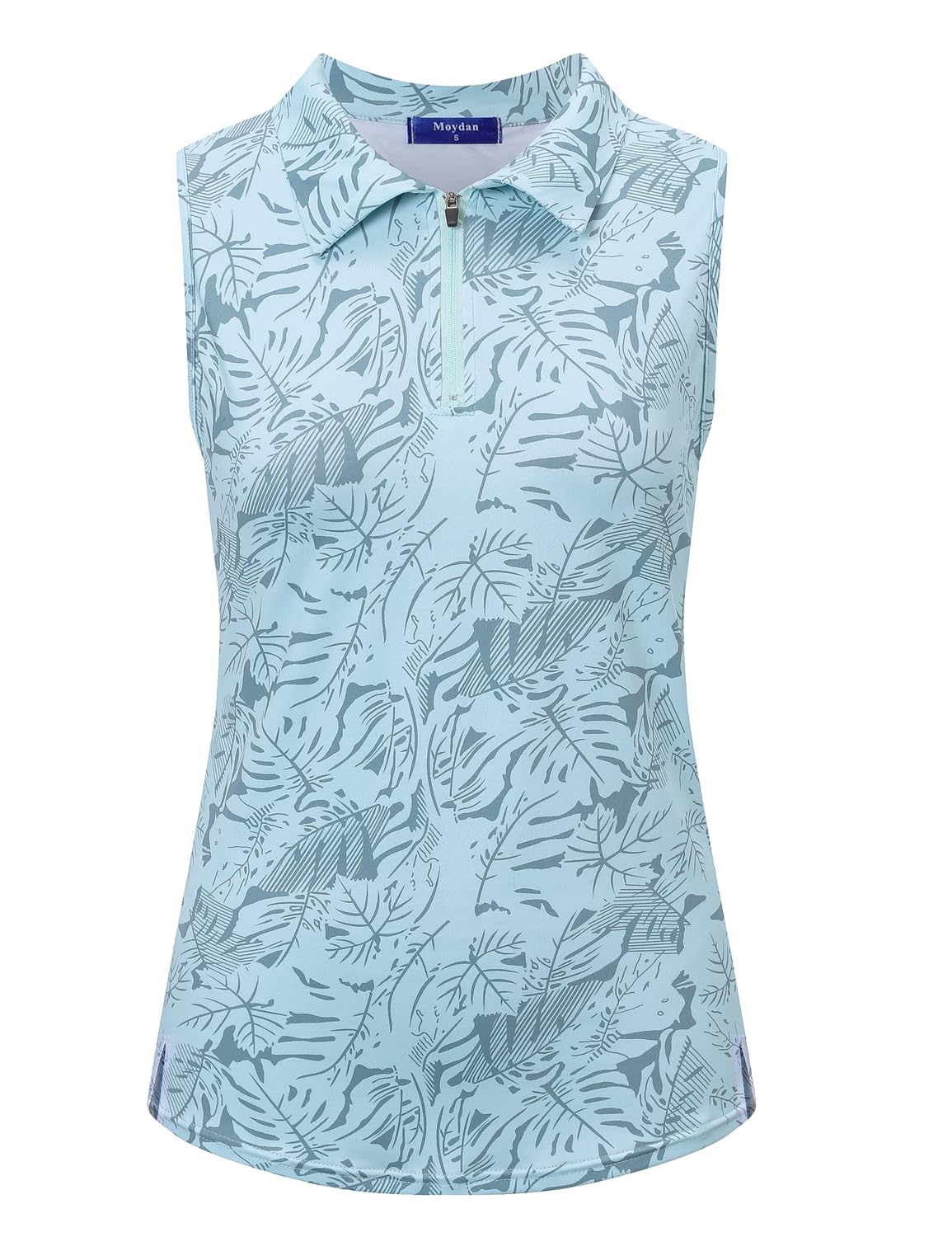 Moydan Womens Golf Apparel Print Polo Tennis Shirts Moisture Wicking Golf Tank Top with Zipper