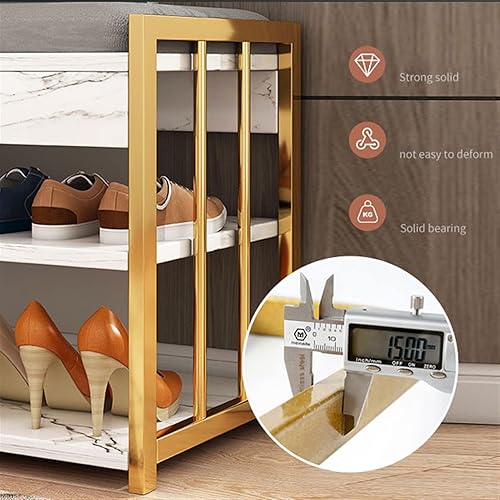 Miniatura 3 de NgAnoh Zapatero para el hogar, banco de zapatos pequeño, muebles de sala de estar, zapatero de 3 niveles con almacenamiento de botas, organizador de