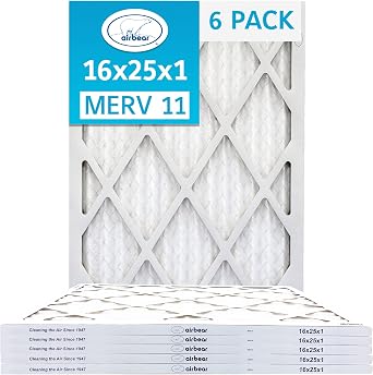 Trion Air Bear T11-1"" MERV 11 Pleated Air Filter 6-Pack 16x25x1, T11-6P