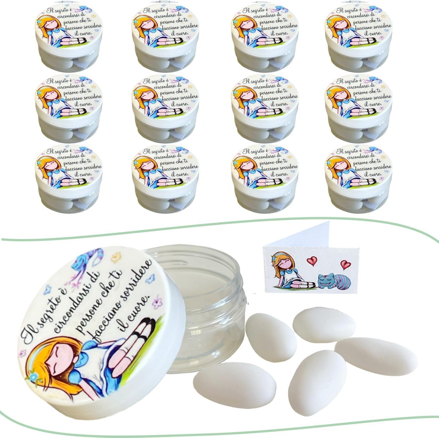 Regalami.Shop, Set di 12 bomboniere, scatoline portaconfetti Complete di Confetti alla Mandorla e bigliettino a Tema (Non Personalizzato)