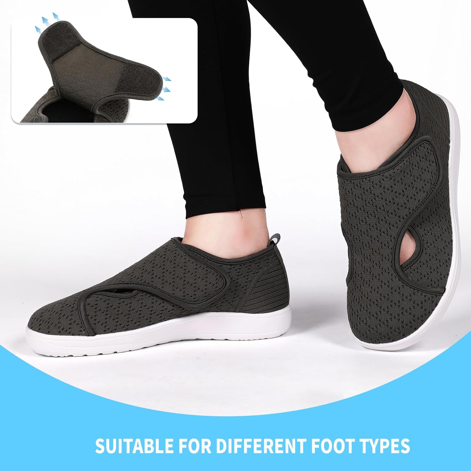 Womens Wide Diabetic Shoes Lightweight Adjustable Walking Barefoot Breathable Sneakers for Wide Width Arthritis Edema Orthopedic Shoe Zapatos para Mujer - Image 2