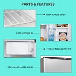 Koolatron Refrigerator - Mini Fridge With Freezer For Kitchen, Bedroom, Office, Dorms, Cool Storage For Wine, Beverages, Compact Free Standing, 1.6 Cubic Feet Capacity, White