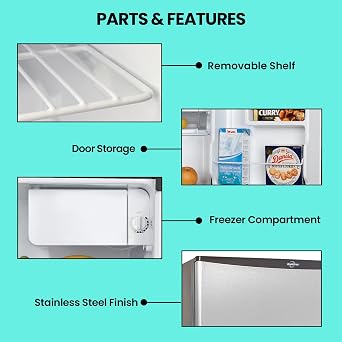 Koolatron Refrigerator - Mini Fridge With Freezer For Kitchen, Bedroom, Office, Dorms, Cool Storage For Wine, Beverages, Compact Free Standing, 1.6 Cubic Feet Capacity, White