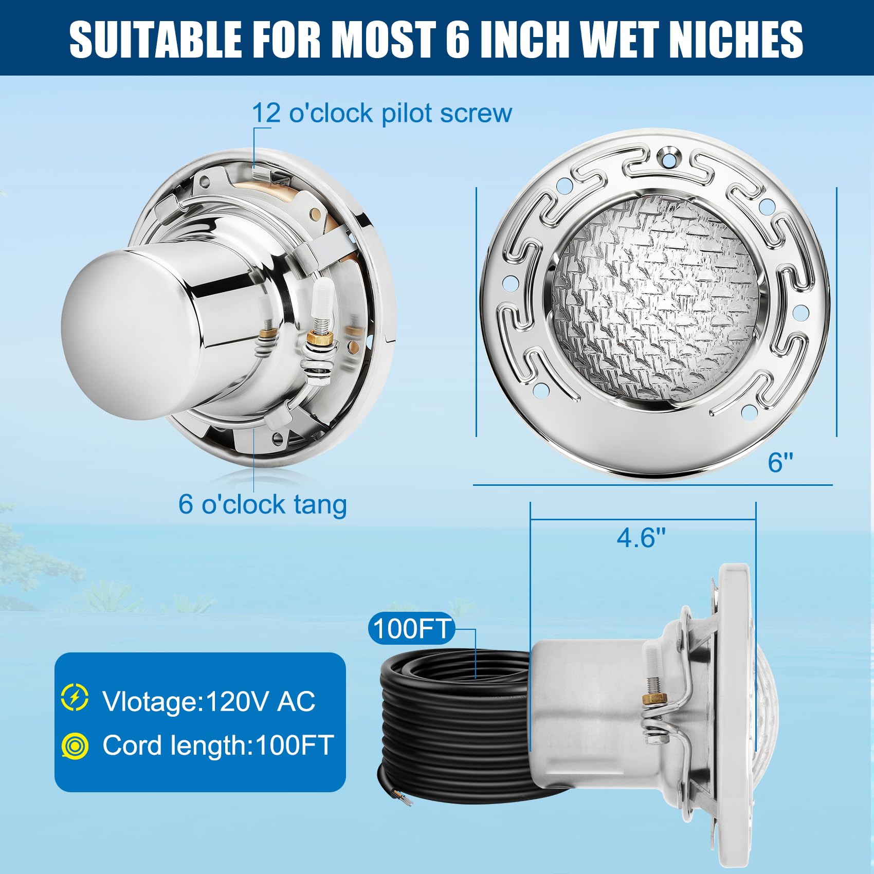 Amazon.com : CAtArt 6 Inch Spa Light for Inground Pool LED, AC120V