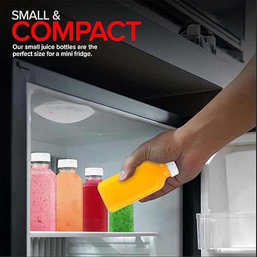 Miniatura 6 de Botellas de jugo con tapas para jugos y licuados, botellas de plástico vacías transparentes reutilizables con tapas, recipientes de bebida de 12