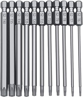 11Pcs Torx Screwdriver Bits - 1/4 inch Hex Shank Magnetic Star Driver Bits, Electric Security Tamper Proof Screw Driver Drill Bit Tool T6-T40, 3.93 Inch Length