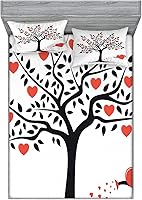 Vista 74 de Ambesonne Island Map - Juego de sábanas bajeras y fundas de almohada, mapa del tesoro súper detallado, diseño de piratas rústicos grungy, tema