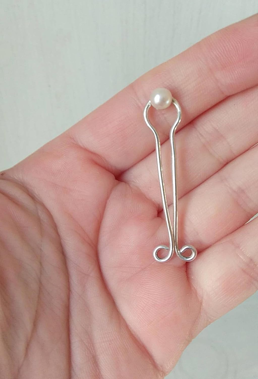 Sterling Silver Fake Christina Piercing with Natural Pearl